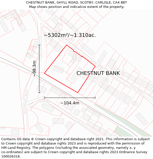 CHESTNUT BANK, GHYLL ROAD, SCOTBY, CARLISLE, CA4 8BT: Plot and title map