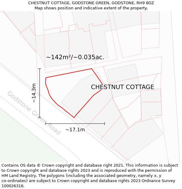 CHESTNUT COTTAGE, GODSTONE GREEN, GODSTONE, RH9 8DZ: Plot and title map