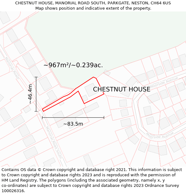 CHESTNUT HOUSE, MANORIAL ROAD SOUTH, PARKGATE, NESTON, CH64 6US: Plot and title map