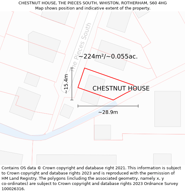 CHESTNUT HOUSE, THE PIECES SOUTH, WHISTON, ROTHERHAM, S60 4HG: Plot and title map