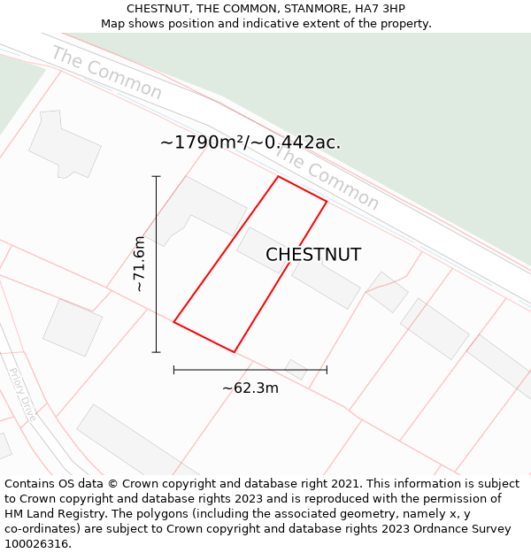 CHESTNUT, THE COMMON, STANMORE, HA7 3HP: Plot and title map