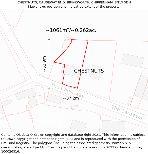 CHESTNUTS, CAUSEWAY END, BRINKWORTH, CHIPPENHAM, SN15 5DH: Plot and title map