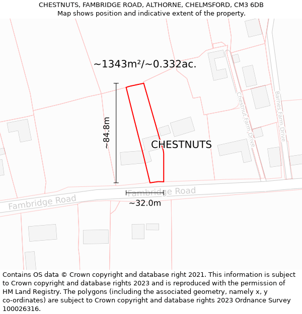 CHESTNUTS, FAMBRIDGE ROAD, ALTHORNE, CHELMSFORD, CM3 6DB: Plot and title map