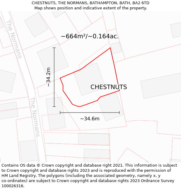 CHESTNUTS, THE NORMANS, BATHAMPTON, BATH, BA2 6TD: Plot and title map