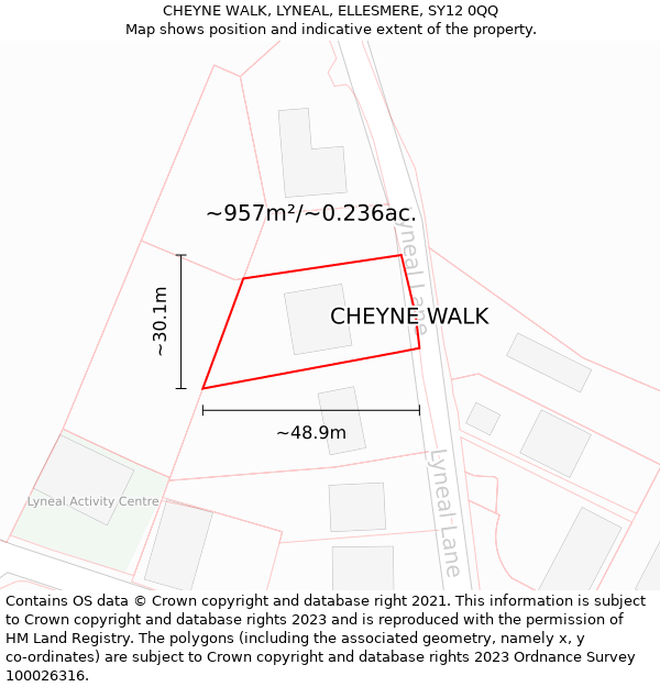 CHEYNE WALK, LYNEAL, ELLESMERE, SY12 0QQ: Plot and title map