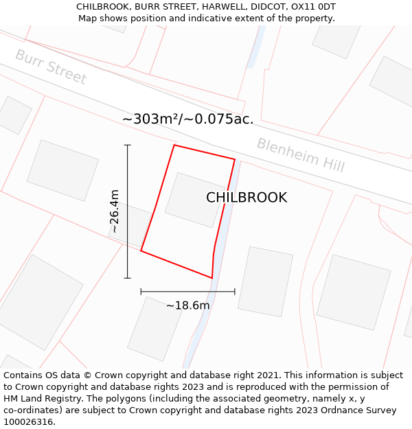 CHILBROOK, BURR STREET, HARWELL, DIDCOT, OX11 0DT: Plot and title map