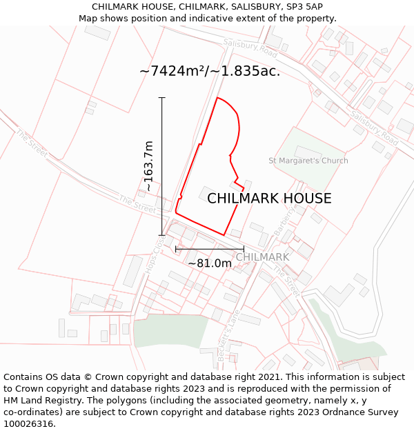 CHILMARK HOUSE, CHILMARK, SALISBURY, SP3 5AP: Plot and title map