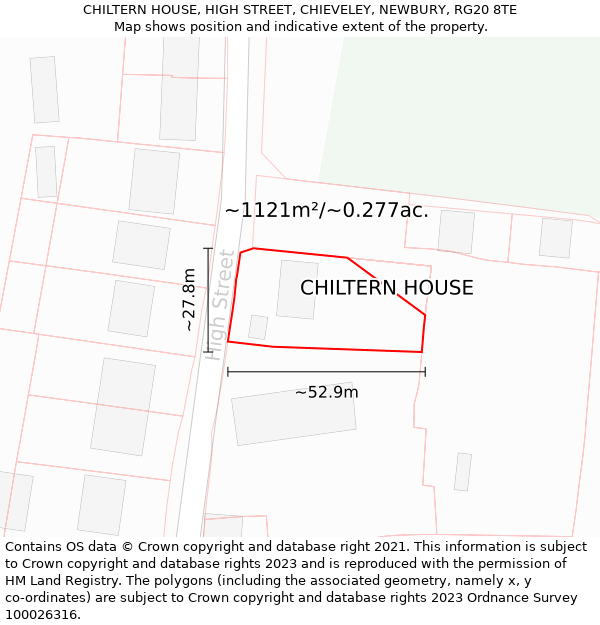 CHILTERN HOUSE, HIGH STREET, CHIEVELEY, NEWBURY, RG20 8TE: Plot and title map