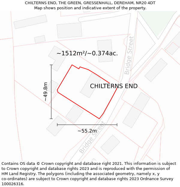 CHILTERNS END, THE GREEN, GRESSENHALL, DEREHAM, NR20 4DT: Plot and title map