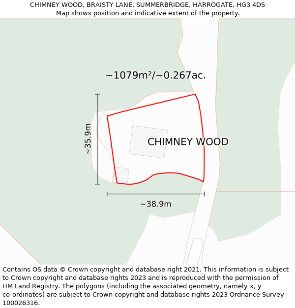 CHIMNEY WOOD, BRAISTY LANE, SUMMERBRIDGE, HARROGATE, HG3 4DS: Plot and title map