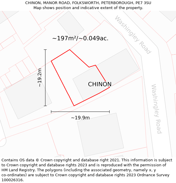 CHINON, MANOR ROAD, FOLKSWORTH, PETERBOROUGH, PE7 3SU: Plot and title map