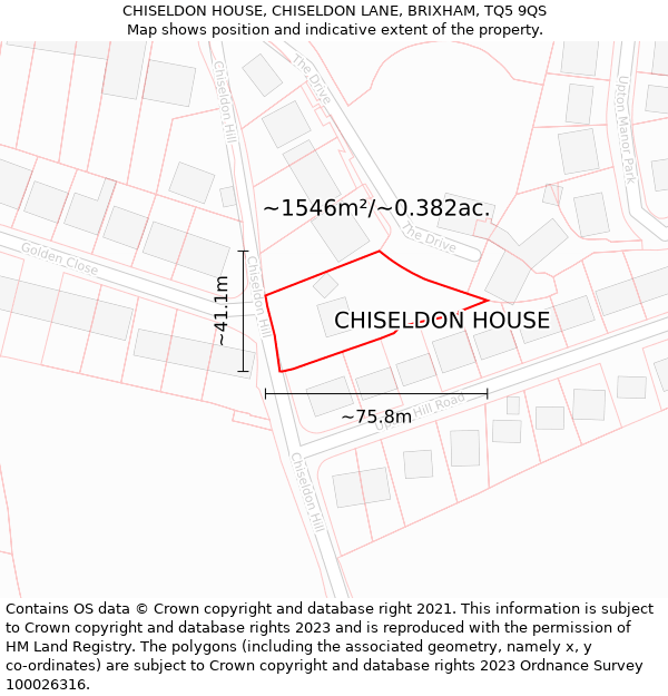 CHISELDON HOUSE, CHISELDON LANE, BRIXHAM, TQ5 9QS: Plot and title map