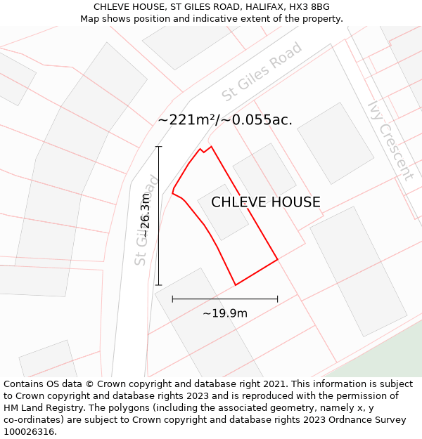 CHLEVE HOUSE, ST GILES ROAD, HALIFAX, HX3 8BG: Plot and title map