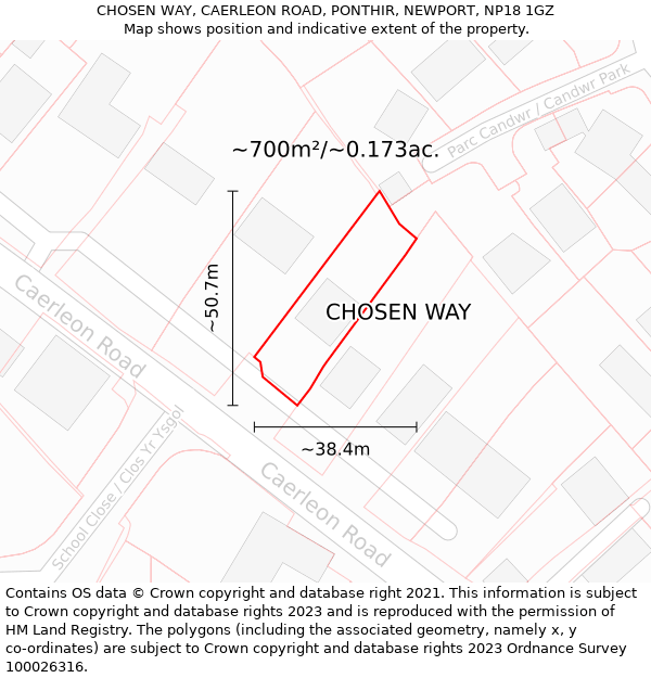 CHOSEN WAY, CAERLEON ROAD, PONTHIR, NEWPORT, NP18 1GZ: Plot and title map