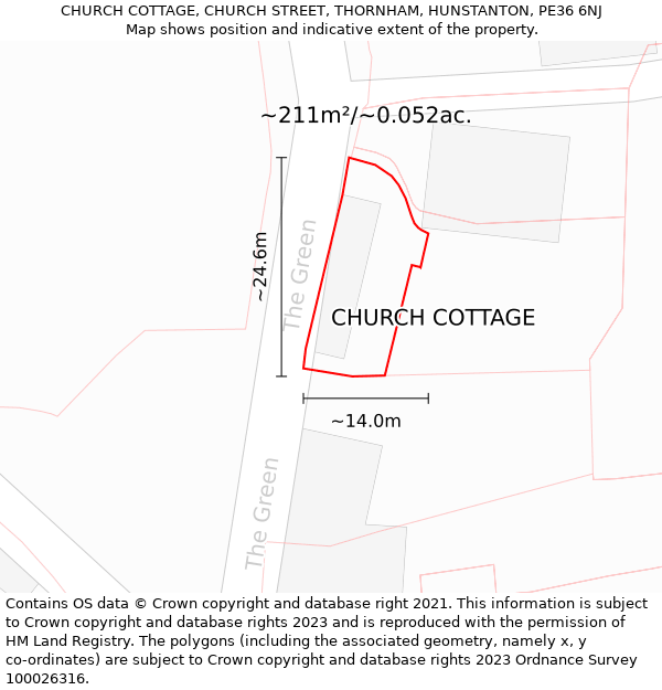 CHURCH COTTAGE, CHURCH STREET, THORNHAM, HUNSTANTON, PE36 6NJ: Plot and title map