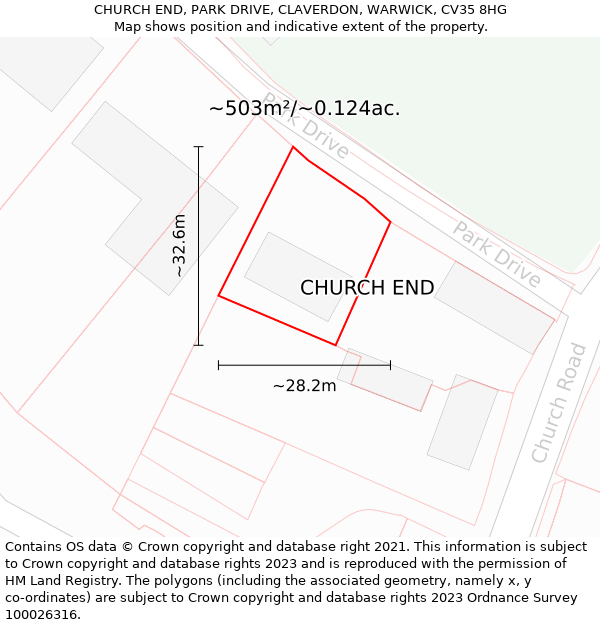 CHURCH END, PARK DRIVE, CLAVERDON, WARWICK, CV35 8HG: Plot and title map