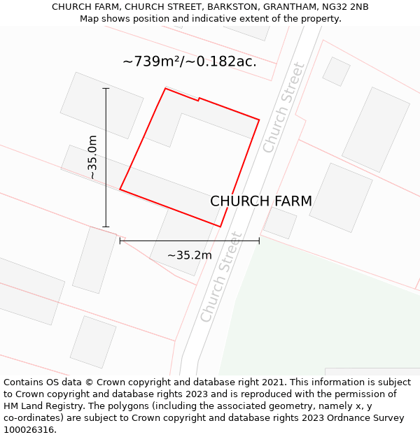 CHURCH FARM, CHURCH STREET, BARKSTON, GRANTHAM, NG32 2NB: Plot and title map
