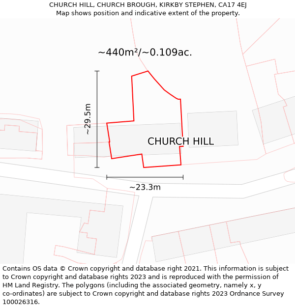 CHURCH HILL, CHURCH BROUGH, KIRKBY STEPHEN, CA17 4EJ: Plot and title map