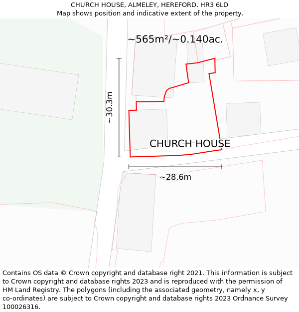 CHURCH HOUSE, ALMELEY, HEREFORD, HR3 6LD: Plot and title map