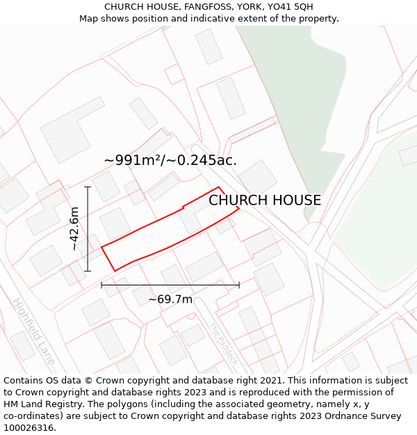 CHURCH HOUSE, FANGFOSS, YORK, YO41 5QH: Plot and title map