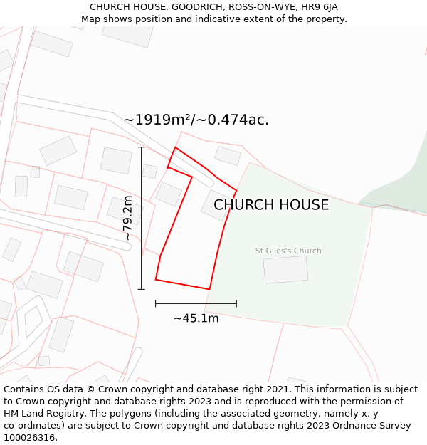 CHURCH HOUSE, GOODRICH, ROSS-ON-WYE, HR9 6JA: Plot and title map