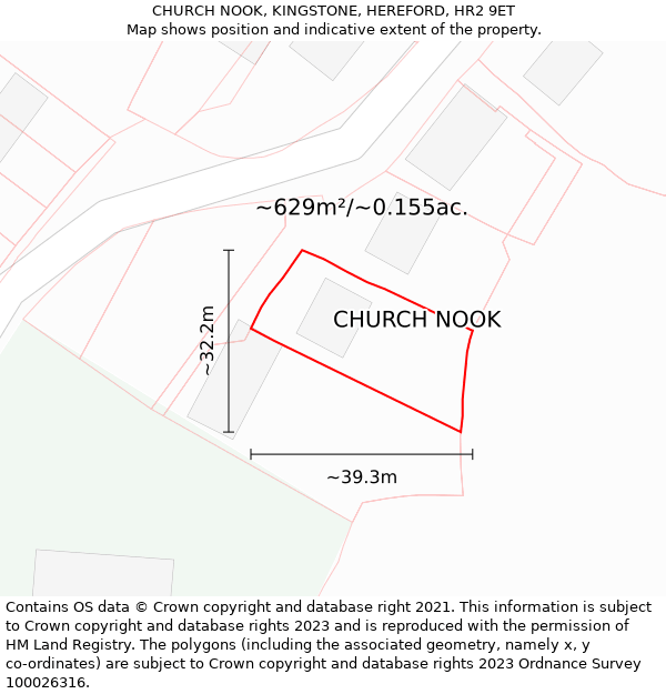 CHURCH NOOK, KINGSTONE, HEREFORD, HR2 9ET: Plot and title map