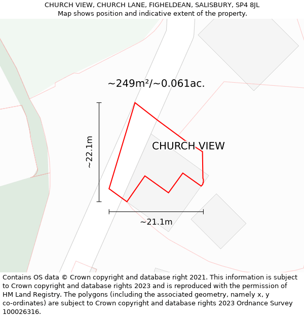 CHURCH VIEW, CHURCH LANE, FIGHELDEAN, SALISBURY, SP4 8JL: Plot and title map