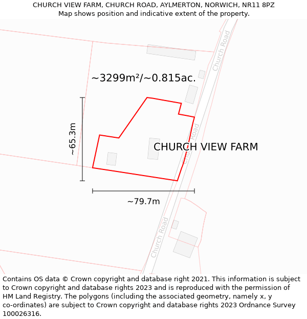 CHURCH VIEW FARM, CHURCH ROAD, AYLMERTON, NORWICH, NR11 8PZ: Plot and title map