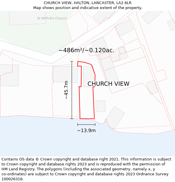 CHURCH VIEW, HALTON, LANCASTER, LA2 6LR: Plot and title map