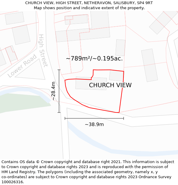 CHURCH VIEW, HIGH STREET, NETHERAVON, SALISBURY, SP4 9RT: Plot and title map