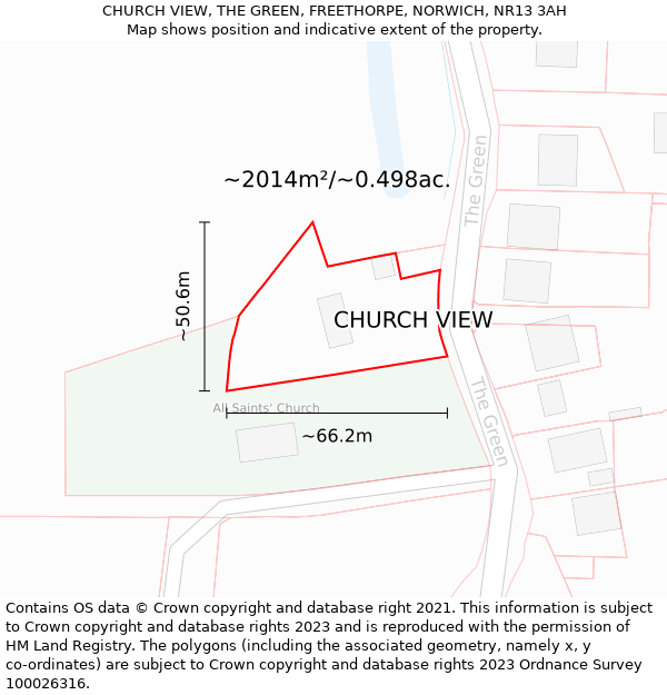 CHURCH VIEW, THE GREEN, FREETHORPE, NORWICH, NR13 3AH: Plot and title map