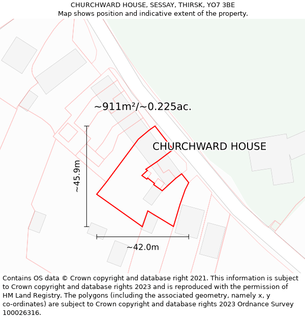 CHURCHWARD HOUSE, SESSAY, THIRSK, YO7 3BE: Plot and title map