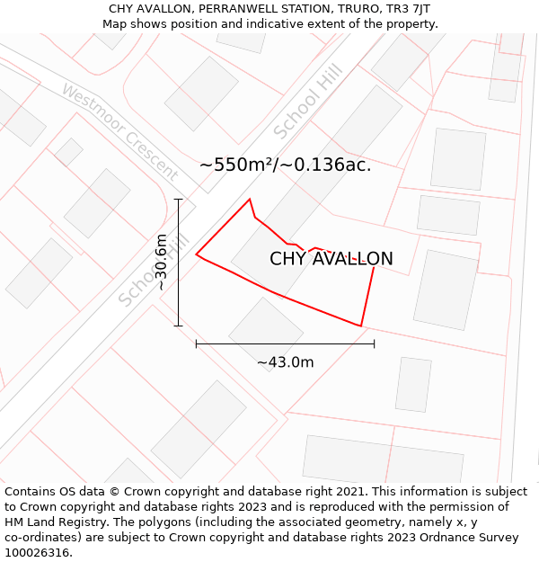 CHY AVALLON, PERRANWELL STATION, TRURO, TR3 7JT: Plot and title map