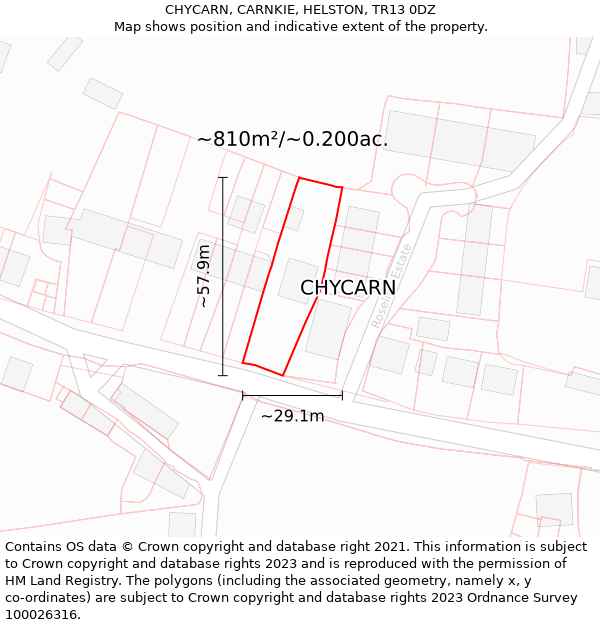 CHYCARN, CARNKIE, HELSTON, TR13 0DZ: Plot and title map