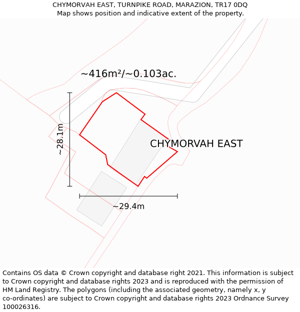 CHYMORVAH EAST, TURNPIKE ROAD, MARAZION, TR17 0DQ: Plot and title map