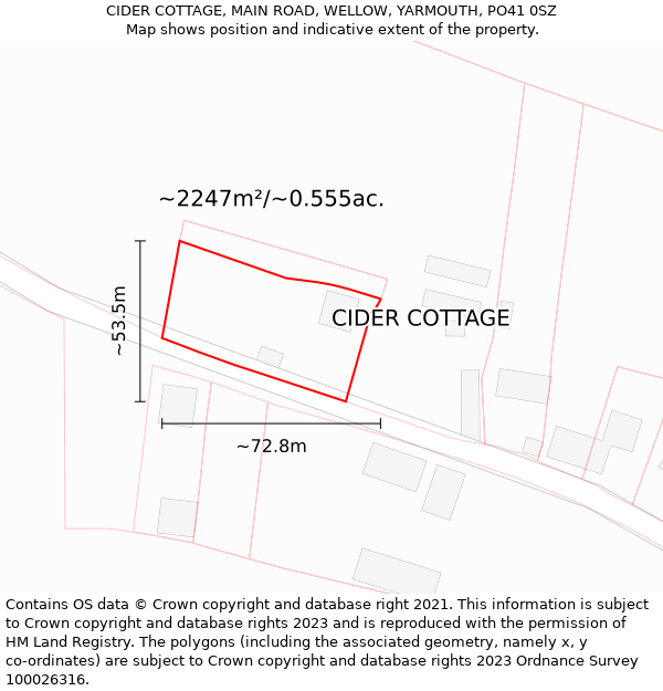 CIDER COTTAGE, MAIN ROAD, WELLOW, YARMOUTH, PO41 0SZ: Plot and title map