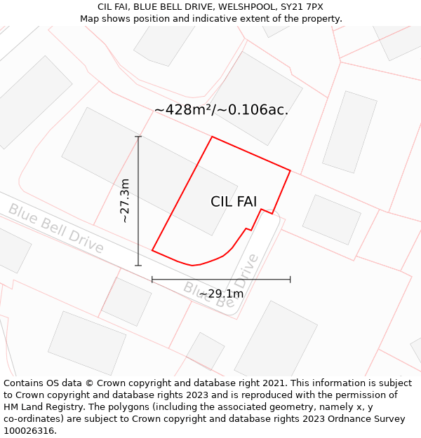 CIL FAI, BLUE BELL DRIVE, WELSHPOOL, SY21 7PX: Plot and title map