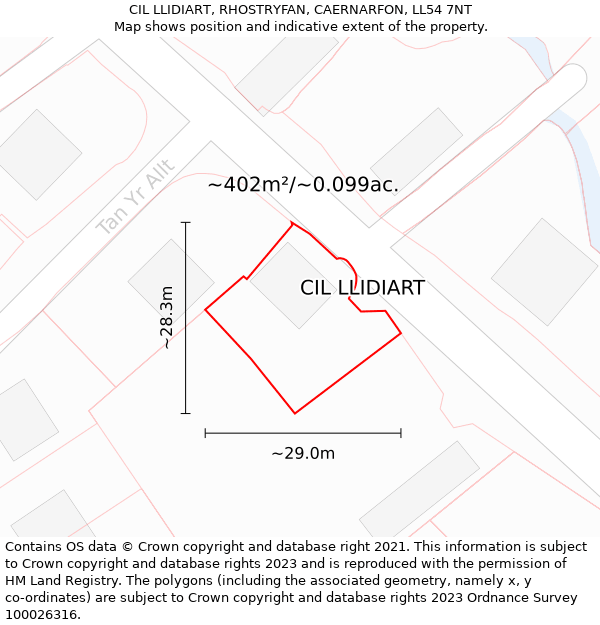 CIL LLIDIART, RHOSTRYFAN, CAERNARFON, LL54 7NT: Plot and title map