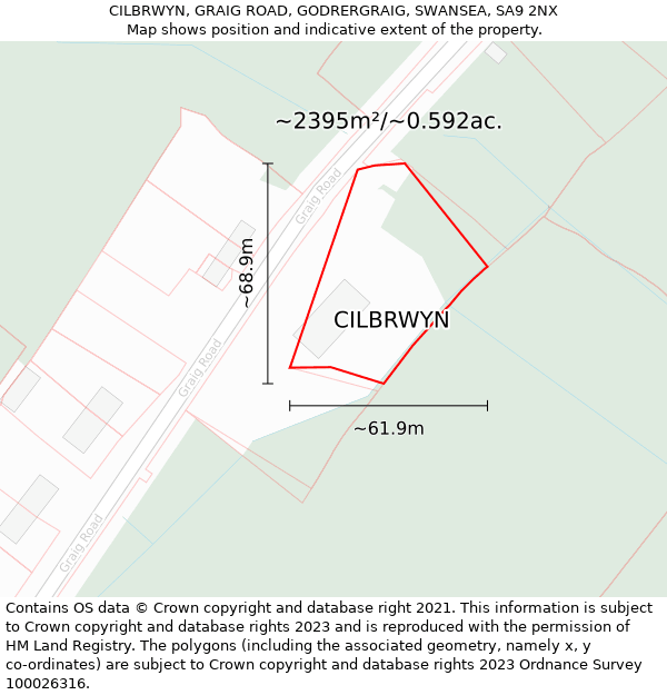 CILBRWYN, GRAIG ROAD, GODRERGRAIG, SWANSEA, SA9 2NX: Plot and title map