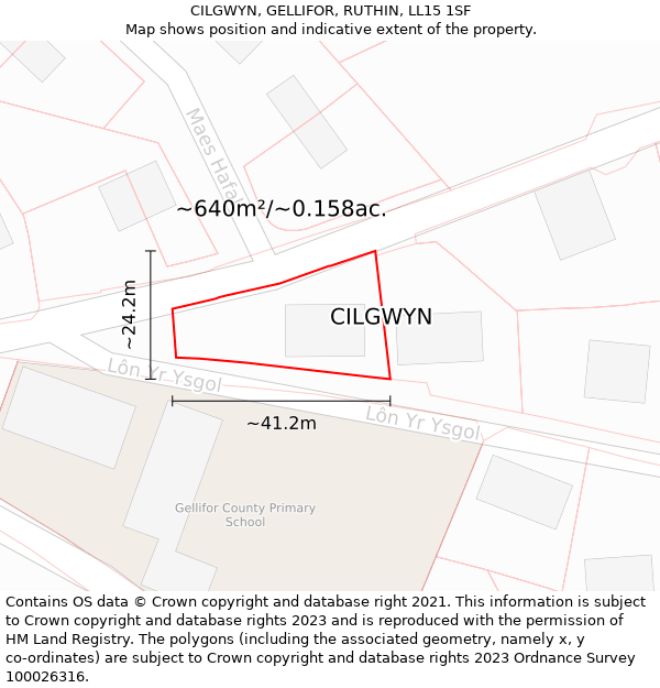 CILGWYN, GELLIFOR, RUTHIN, LL15 1SF: Plot and title map