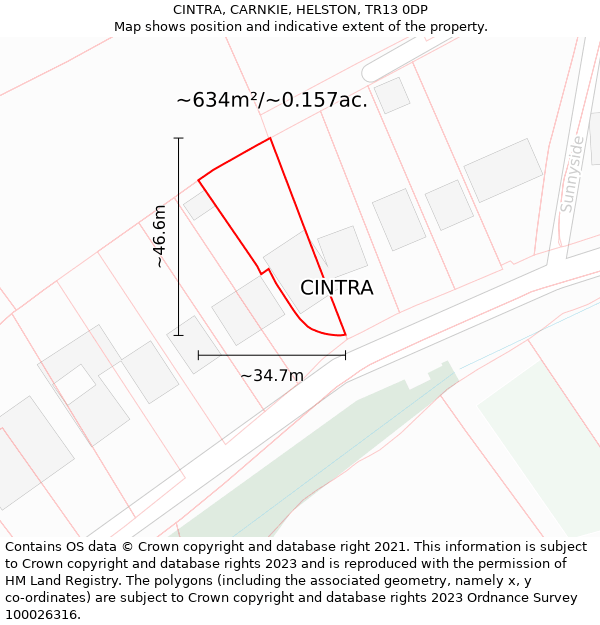 CINTRA, CARNKIE, HELSTON, TR13 0DP: Plot and title map