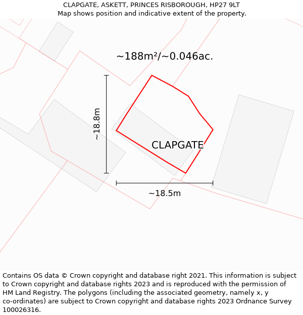 CLAPGATE, ASKETT, PRINCES RISBOROUGH, HP27 9LT: Plot and title map