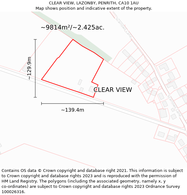 CLEAR VIEW, LAZONBY, PENRITH, CA10 1AU: Plot and title map