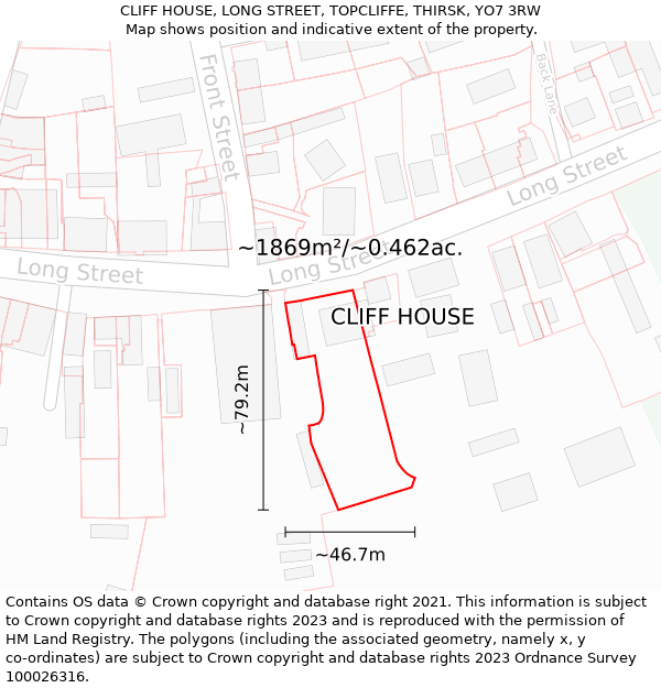 CLIFF HOUSE, LONG STREET, TOPCLIFFE, THIRSK, YO7 3RW: Plot and title map