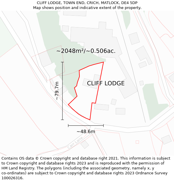 CLIFF LODGE, TOWN END, CRICH, MATLOCK, DE4 5DP: Plot and title map