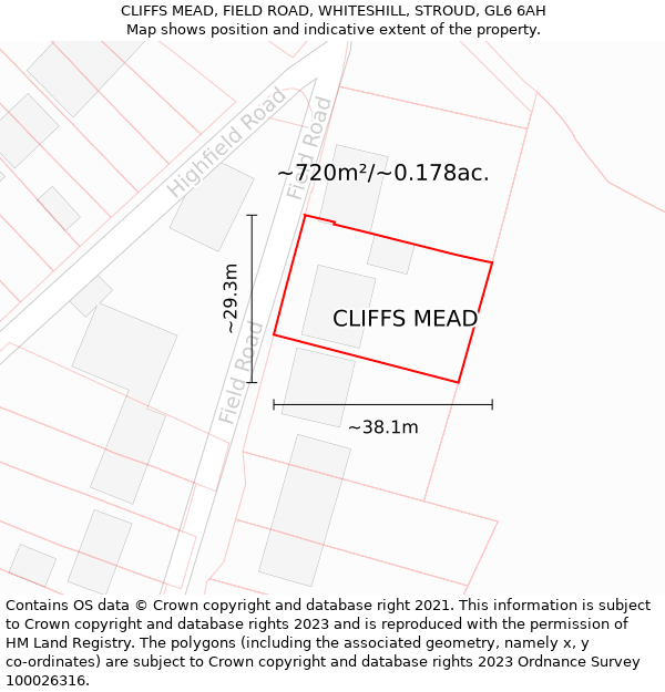 CLIFFS MEAD, FIELD ROAD, WHITESHILL, STROUD, GL6 6AH: Plot and title map