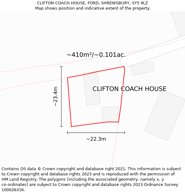 CLIFTON COACH HOUSE, FORD, SHREWSBURY, SY5 9LZ: Plot and title map