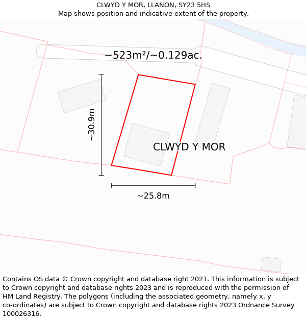 CLWYD Y MOR, LLANON, SY23 5HS: Plot and title map