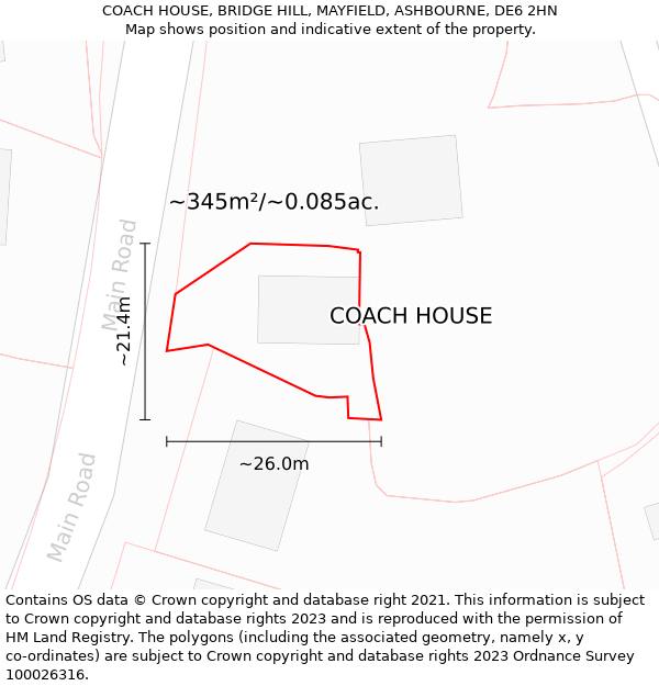 COACH HOUSE, BRIDGE HILL, MAYFIELD, ASHBOURNE, DE6 2HN: Plot and title map