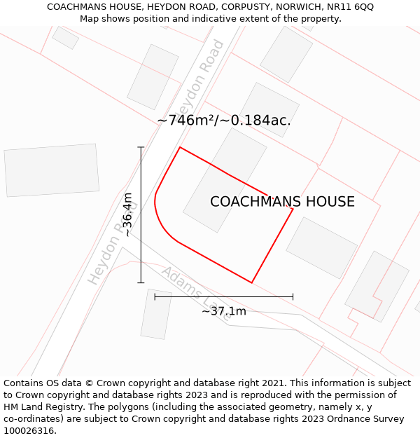 COACHMANS HOUSE, HEYDON ROAD, CORPUSTY, NORWICH, NR11 6QQ: Plot and title map